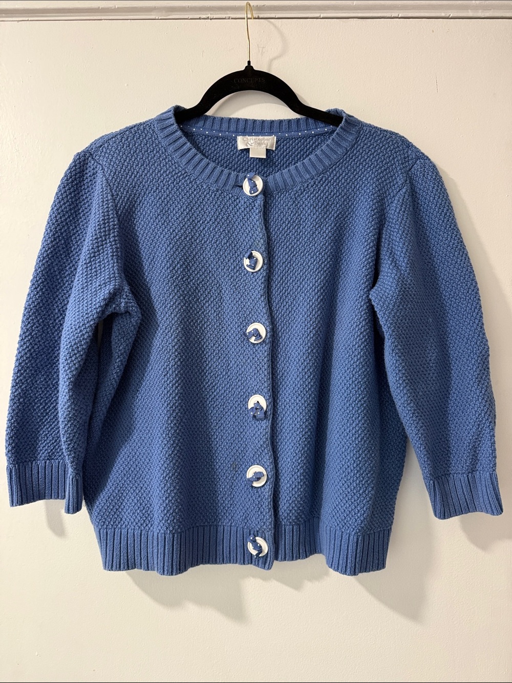 Christopher & Banks Periwinkle Textured Crewneck Cardigan